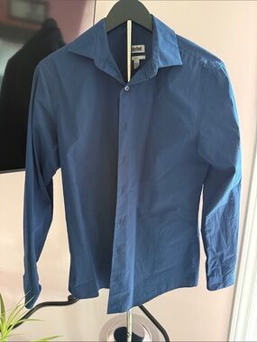 Men's Long-Sleeve Button Shirt in Navy Blue